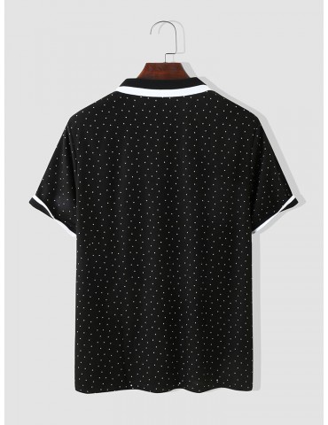 Men Polka Dots Business Short Sleeve Polos Shirts