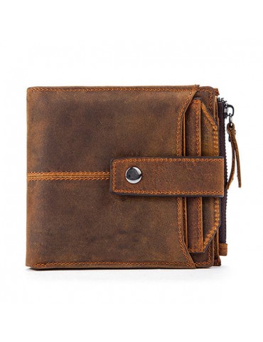 Genuine Leather 12 Card Slots Bifold Wallet Vintage Coin Bag For Men