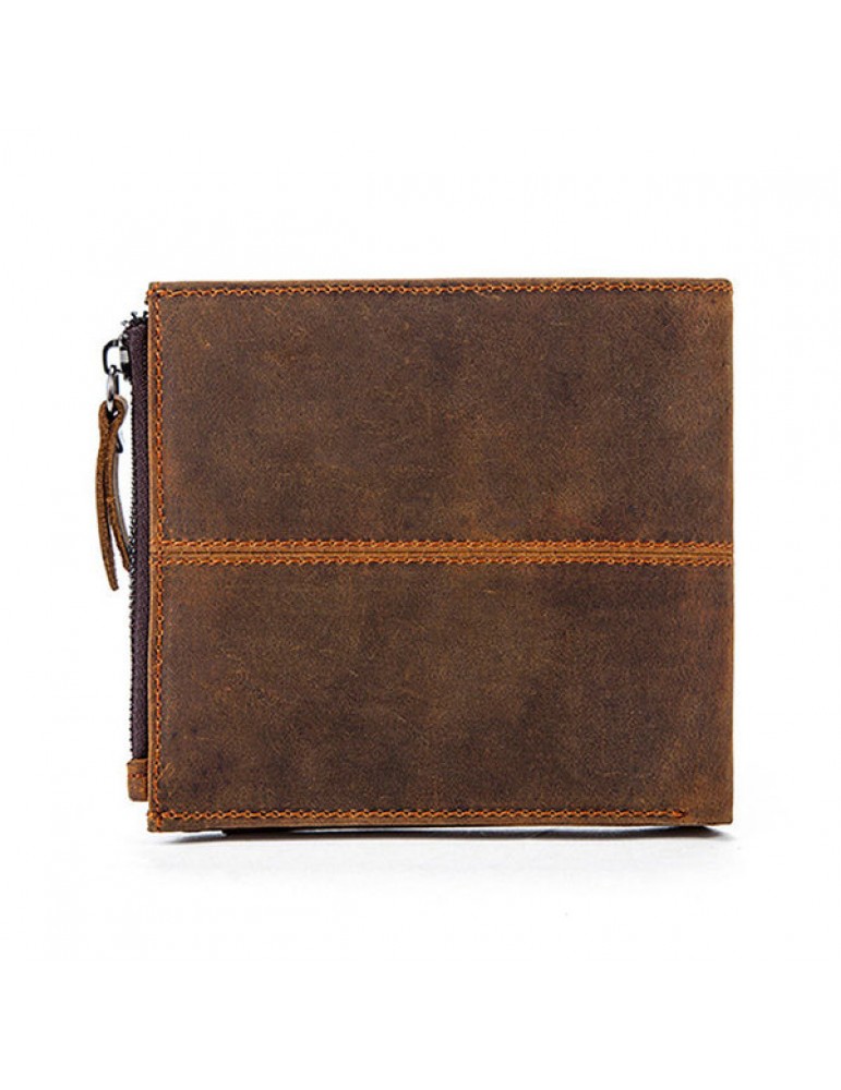 Genuine Leather 12 Card Slots Bifold Wallet Vintage Coin Bag For Men