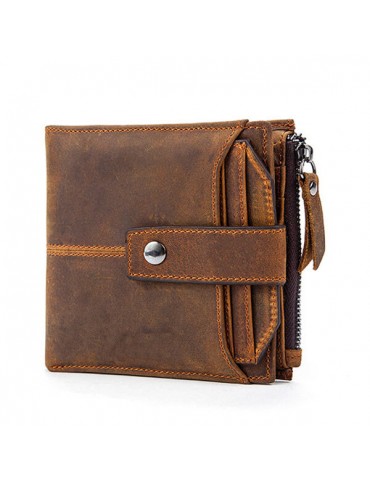 Genuine Leather 12 Card Slots Bifold Wallet Vintage Coin Bag For Men