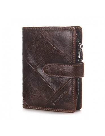 Genuine Leather Casual Patchwork Activity Zipper Wallet For Men Women