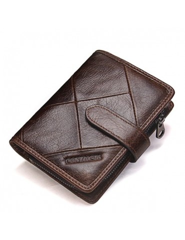 Genuine Leather Casual Patchwork Activity Zipper Wallet For Men Women