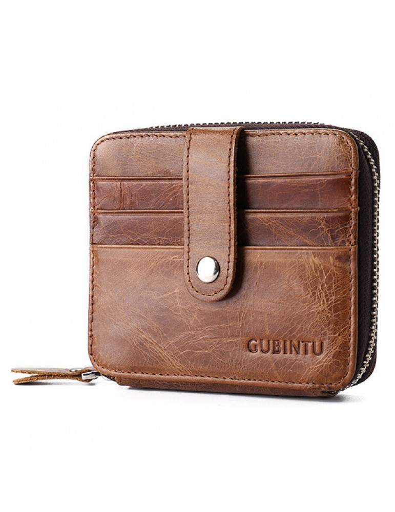 Genuine Leather Casual Vintage Bifold Wallet 12 Card Slots Card Pack For Men