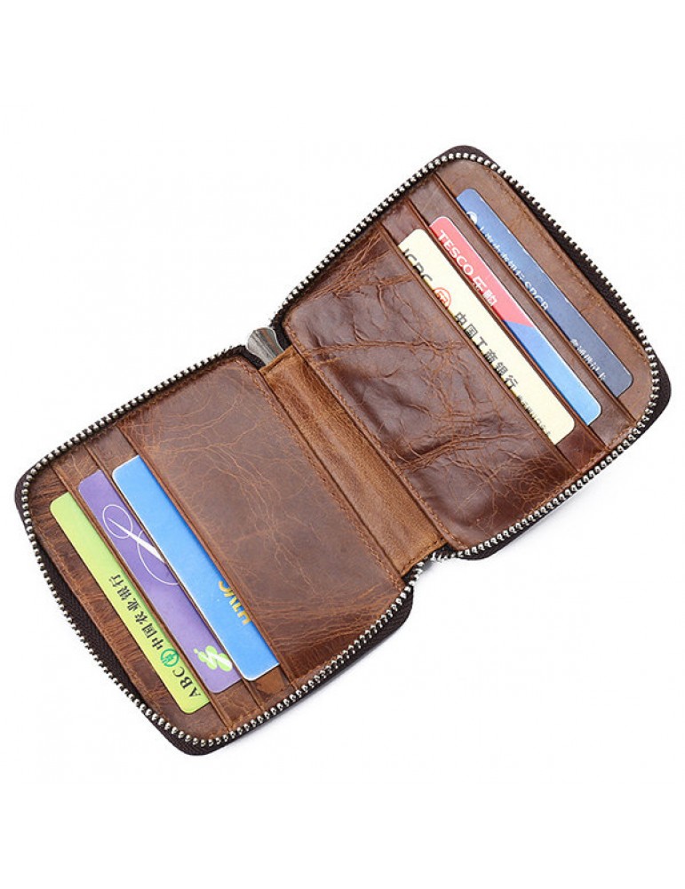 Genuine Leather Casual Vintage Bifold Wallet 12 Card Slots Card Pack For Men