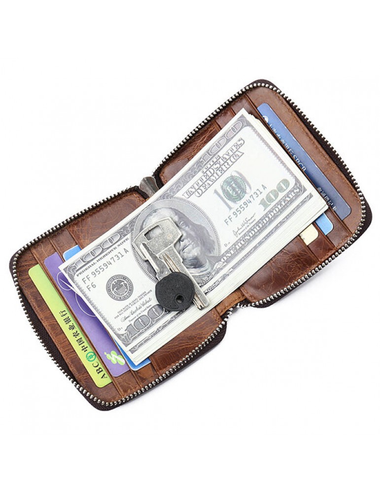 Genuine Leather Casual Vintage Bifold Wallet 12 Card Slots Card Pack For Men