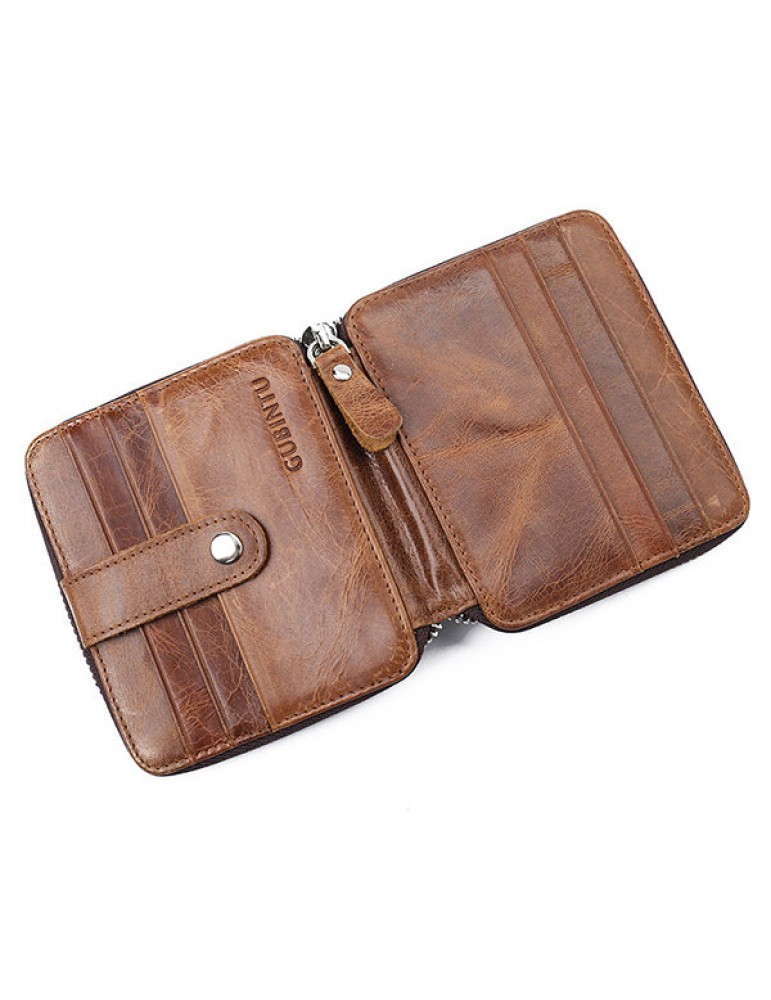 Genuine Leather Casual Vintage Bifold Wallet 12 Card Slots Card Pack For Men