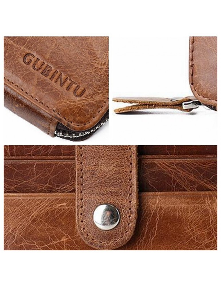Genuine Leather Casual Vintage Bifold Wallet 12 Card Slots Card Pack For Men