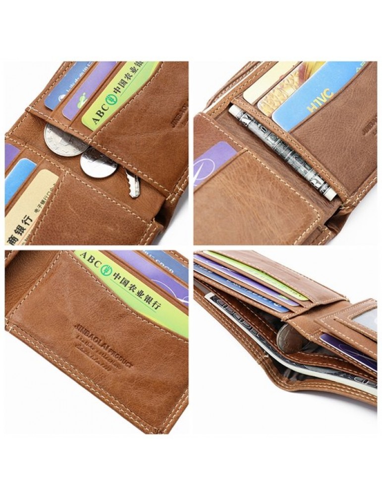 Genuine Leather Wallet Vintage Casual 6 Card Slots Card Pack For Men