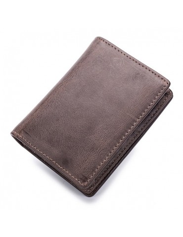 Men Genuine Leather Short Wallet Coin Purse 2 Card Slot Card Holder
