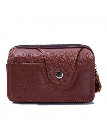 Men PU Leather Belt Purse Solid Multi-function Phone Bag Casual Waist Bag