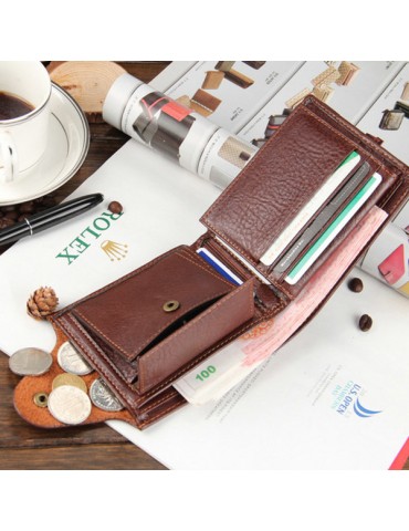 Men PU Leather High-end Solid Wallet Purse Business Wallet