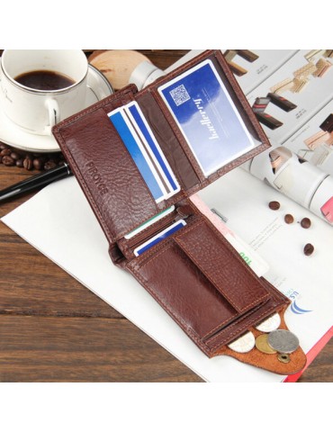 Men PU Leather High-end Solid Wallet Purse Business Wallet