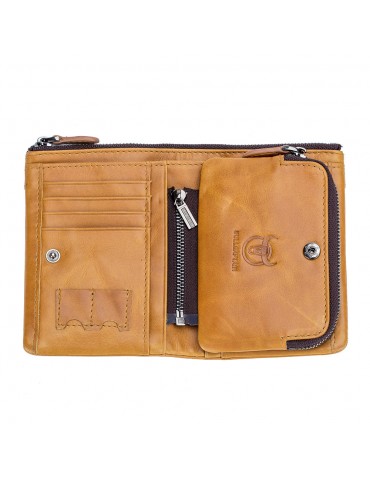 Men Zipper Detachable Purse Genuine Leather Wallet Storage Card Bag