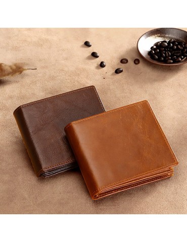RFID Antimagnetic Vintage Multi-functional Genuine Leather Wallet For Men
