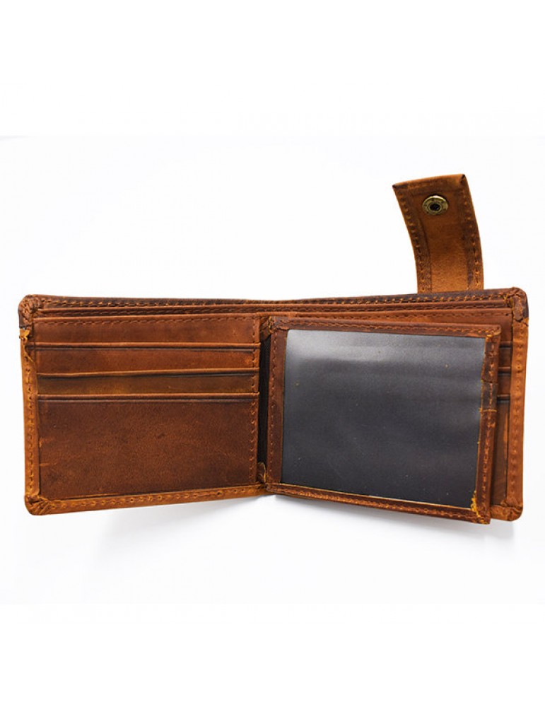 Vintage Genuine Leather 11 Card Slots Trifold Short Wallet For Men
