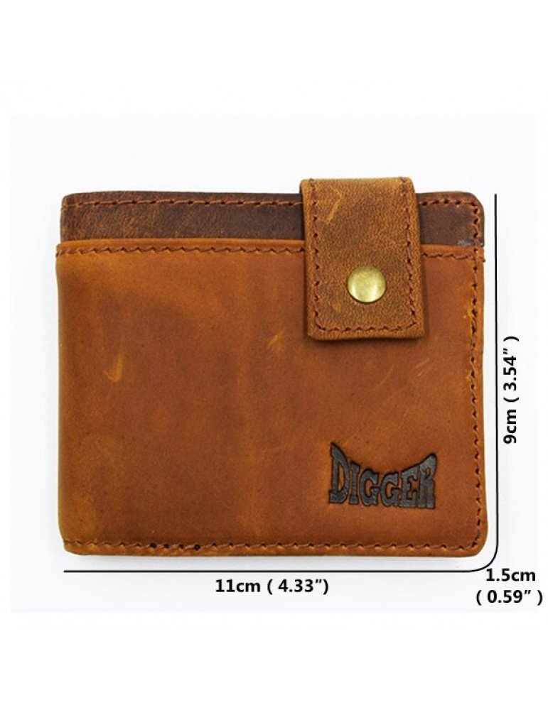 Vintage Genuine Leather 11 Card Slots Trifold Short Wallet For Men