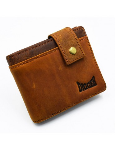 Vintage Genuine Leather 11 Card Slots Trifold Short Wallet For Men