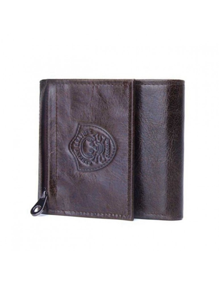 Vintage Genuine Leather Cowboy Trifold Wallet For Men