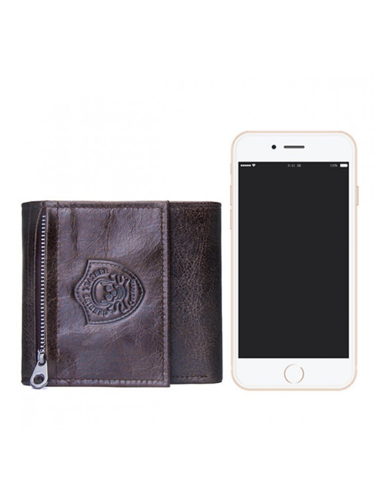Vintage Genuine Leather Cowboy Trifold Wallet For Men