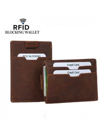 Vintage Genuine Leather RFID Antimagnetic Wallet Cold Holder
