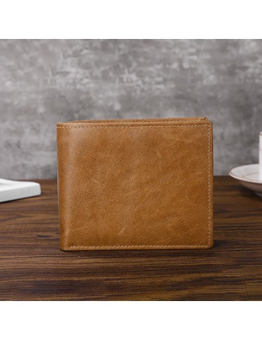 Vintage RFID Antimagnetic Genuine Leather Multi-functional Trifold Wallet For Men