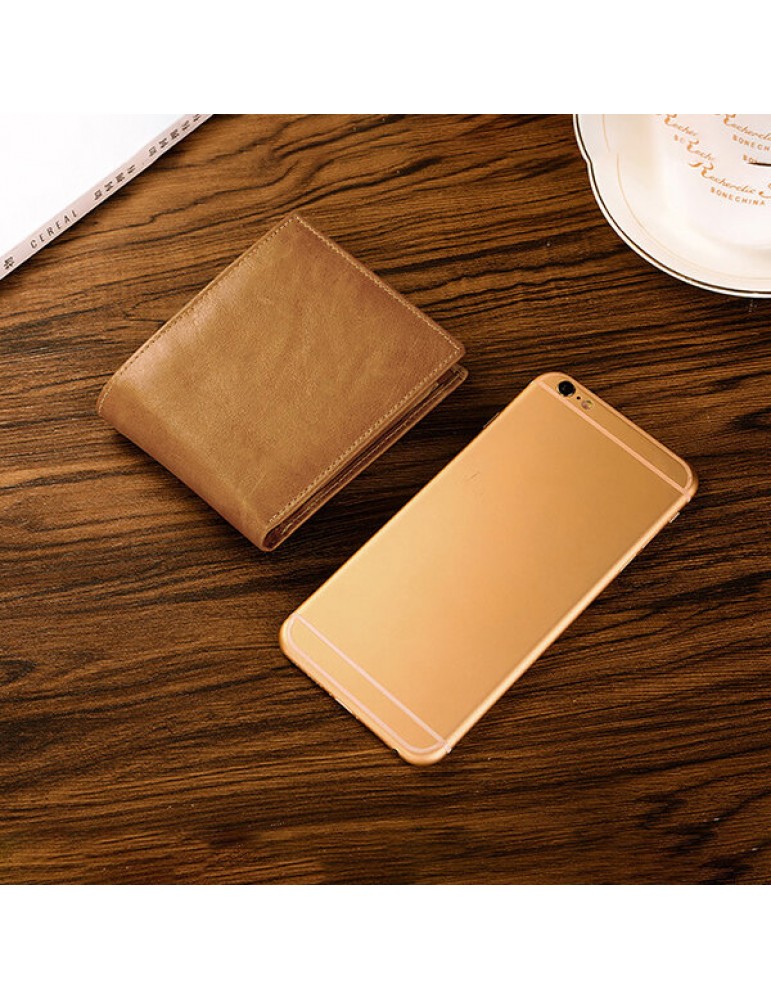 Vintage RFID Antimagnetic Genuine Leather Multi-functional Trifold Wallet For Men