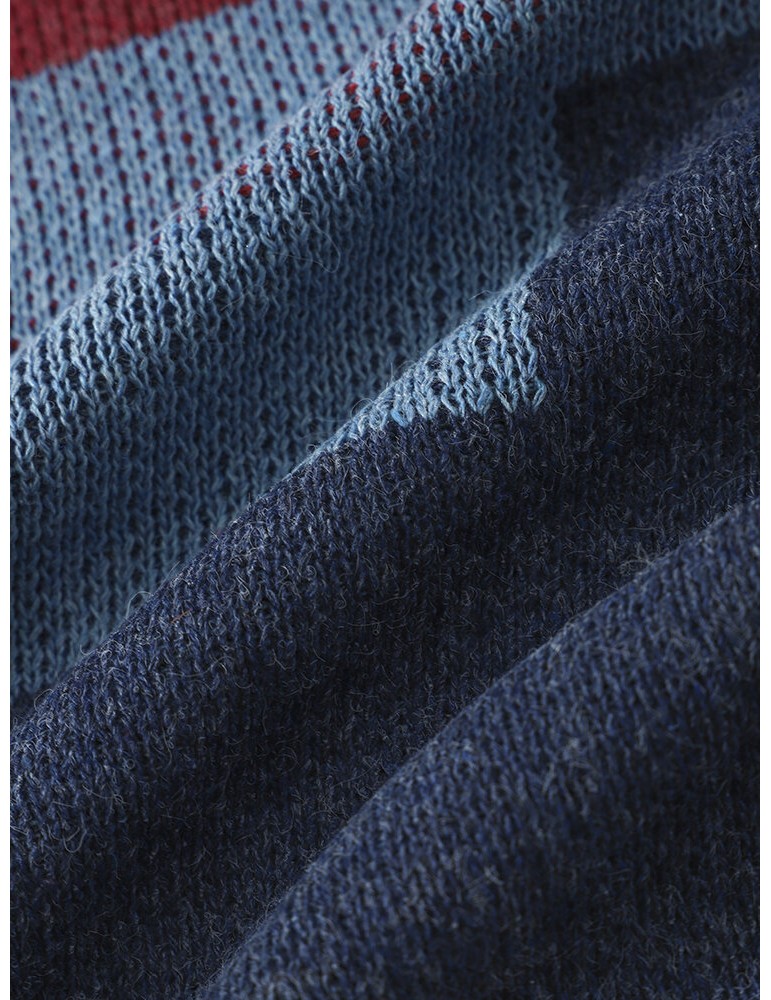 Men Knitted Patchwork Color Block Button V-neck Casual Sweaters