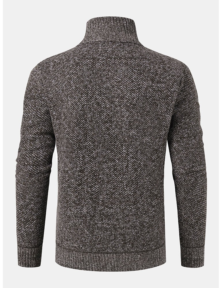Mens Knitted Warm Vintage High Neck Long Sleeve Sweaters