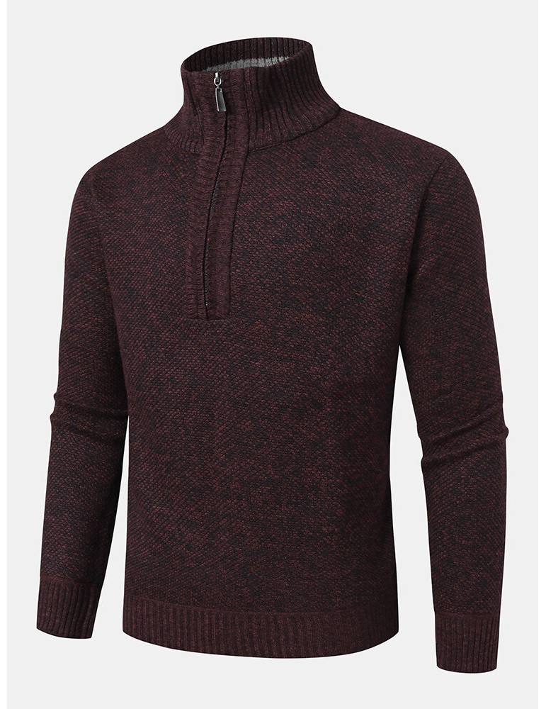 Mens Knitted Warm Vintage High Neck Long Sleeve Sweaters