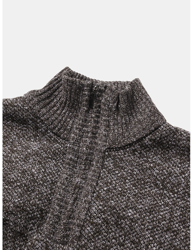 Mens Knitted Warm Vintage High Neck Long Sleeve Sweaters