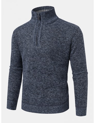 Mens Knitted Warm Vintage High Neck Long Sleeve Sweaters