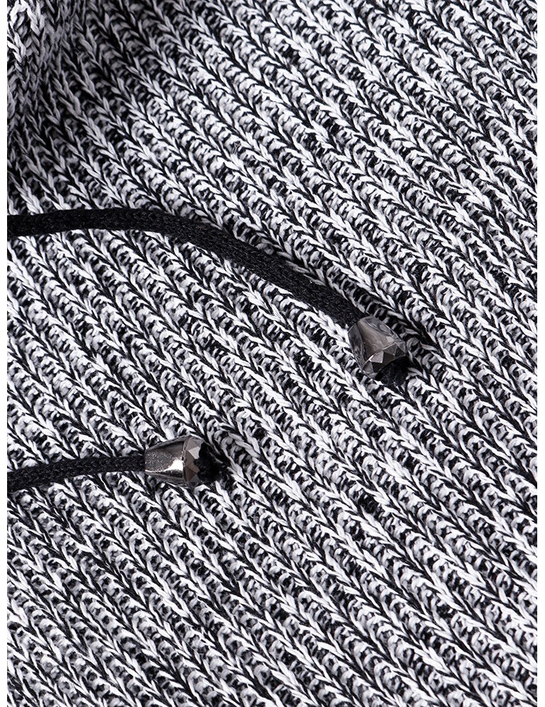Mens Letter Pattern Half Zip Vintage Knitted Drawstring Sweater Hoodies
