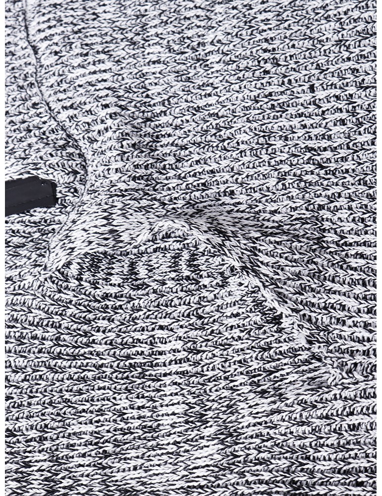 Mens Letter Pattern Half Zip Vintage Knitted Drawstring Sweater Hoodies