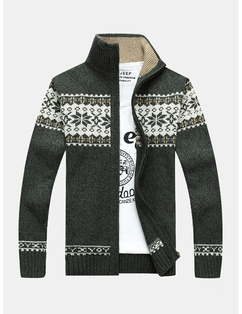 Mens Tribal Print Long Sleeve Vintage Long Sleeve Knitting Sweater Jacket