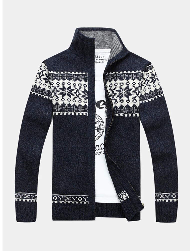 Mens Tribal Print Long Sleeve Vintage Long Sleeve Knitting Sweater Jacket