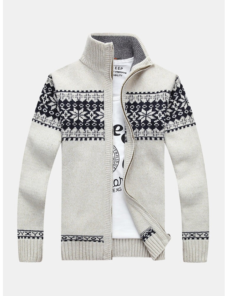 Mens Tribal Print Long Sleeve Vintage Long Sleeve Knitting Sweater Jacket