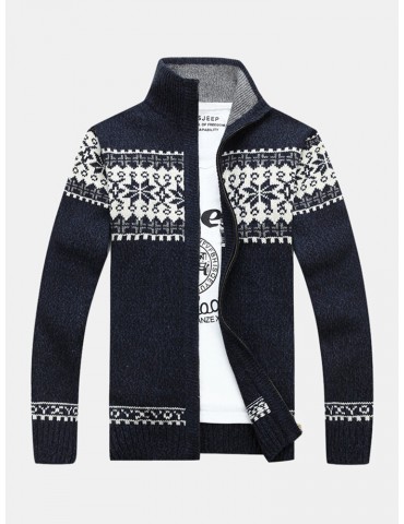 Mens Tribal Print Long Sleeve Vintage Long Sleeve Knitting Sweater Jacket
